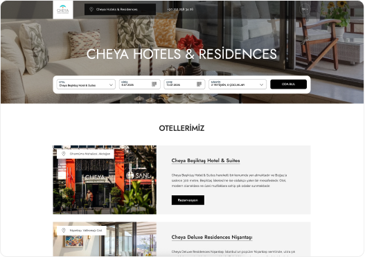 Exely otel web sitesi ekranı