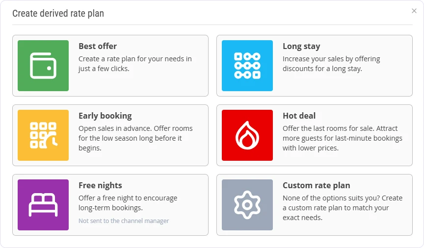 Preset derived rate plans