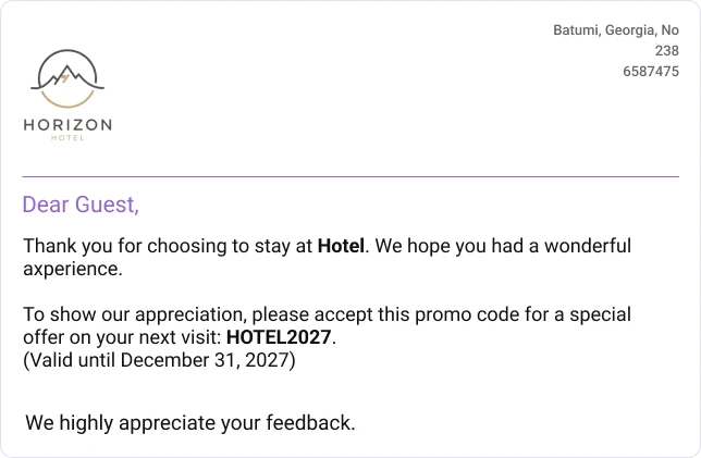 Automated guest email
