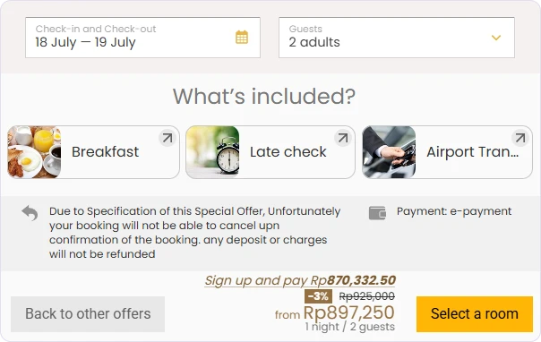 Package deal in Exely Booking Engine