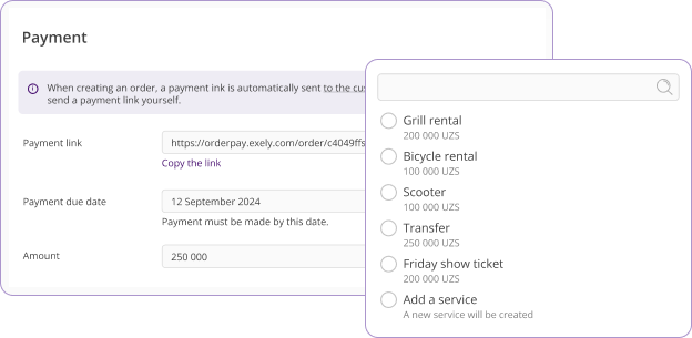 Payment Links interface