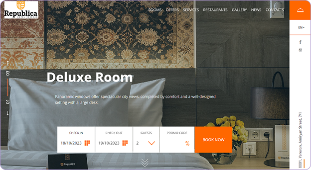 Hotel Website Development interface
