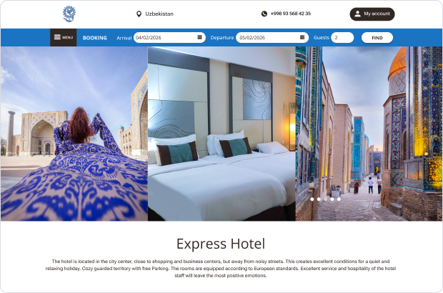 Hotel room and Samarkand architecture Uzbekistan